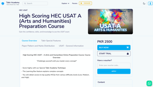 High Scoring HEC USAT A Arts and Humanities Preparation Course