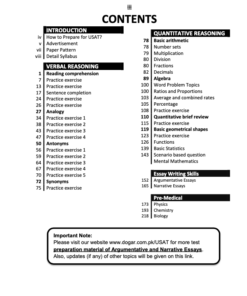 USAT Pre-Medical Group Guide Contents