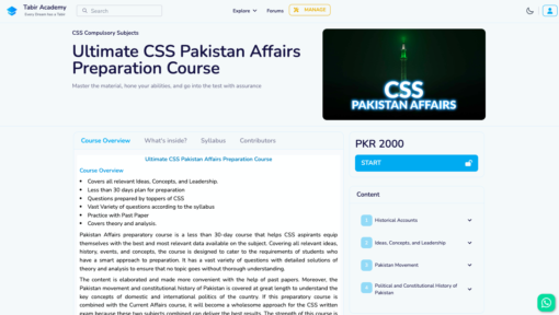 Ultimate CSS Pakistan Affairs Preparation Course