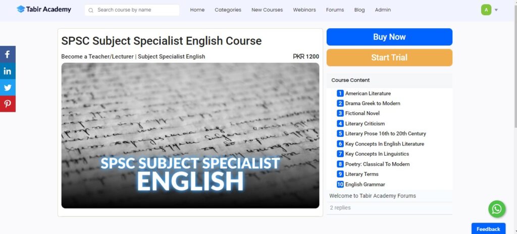 SPSC Subject Specialist English