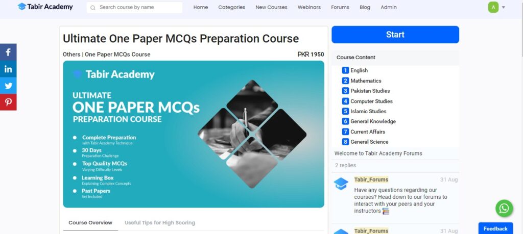 Ultimate One Paper MCQs Preparation Course